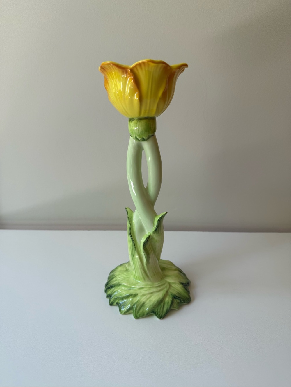 Yellow Tulip Ceramic Candle Holder